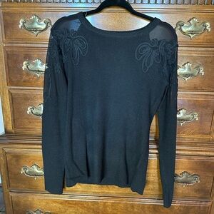 Black Sweater with Floral Embroidery